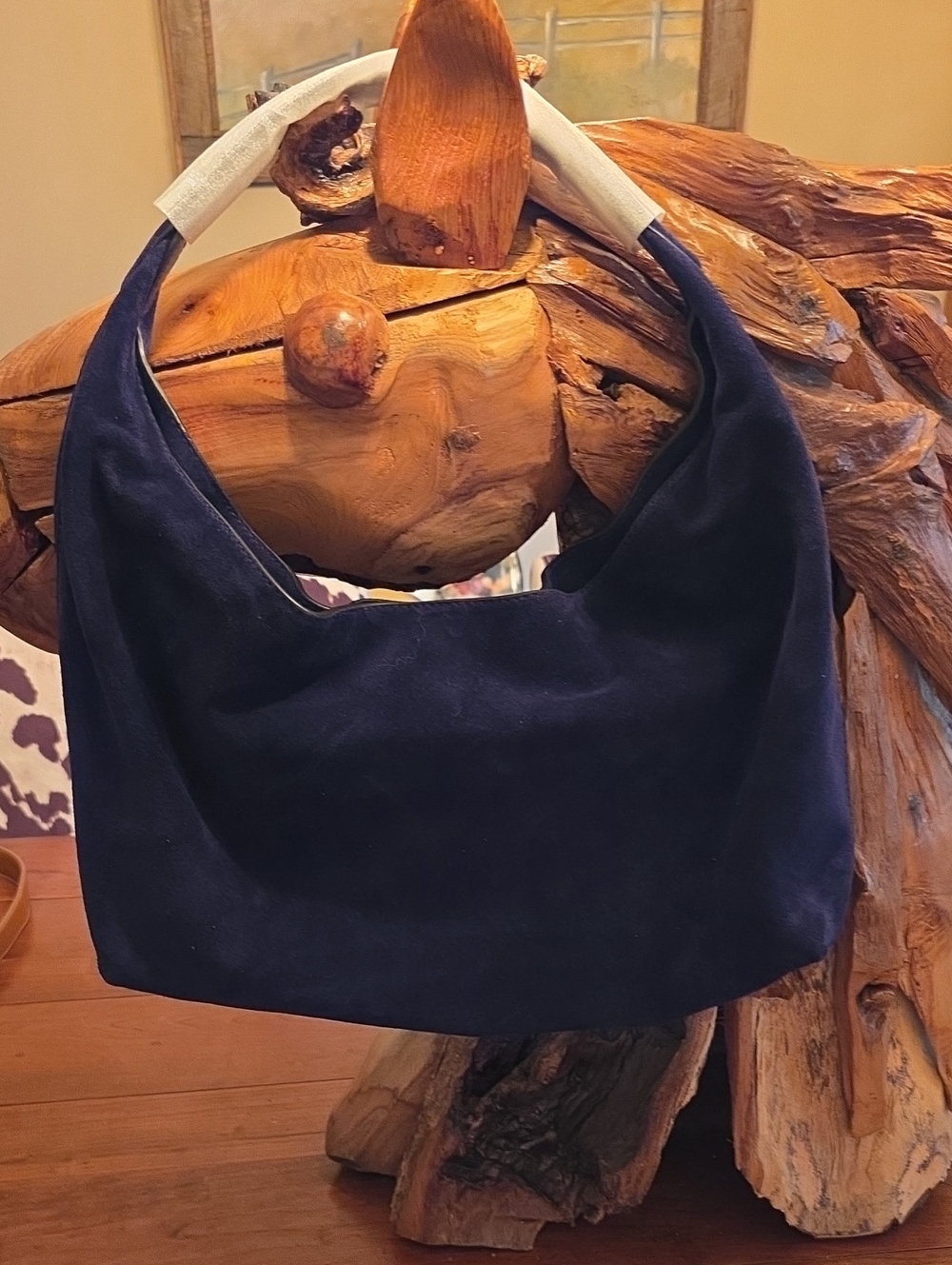 Madewell The Mylie - Classic Navy Suede Shoulder Bag - Women's Tote
